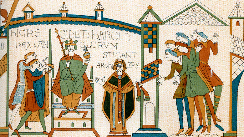 Harold's coronation section, Bayeaux Tapestry