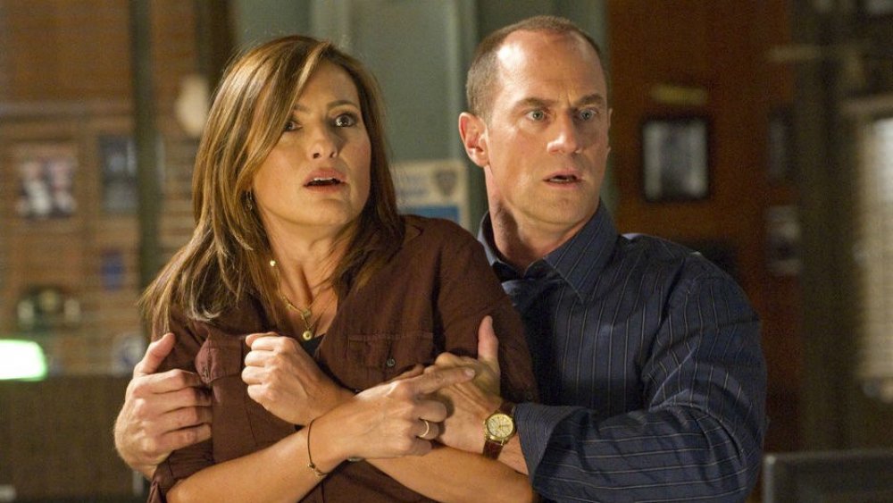 Mariska Hargitay and Christopher Meloni as Detectives Olivia Benson and Elliot Stabler