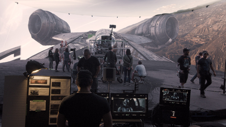 ILM techs on virtual Mandalorian set