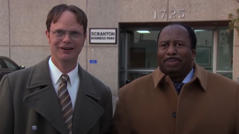 Stanley and Dwight being interviewed