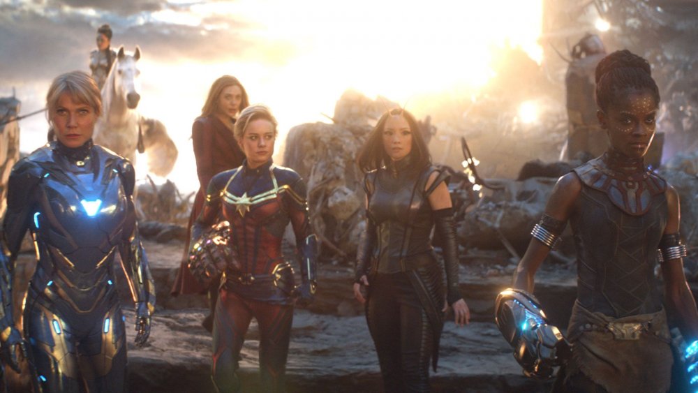 Gwyneth Paltrow, Tess Thompson, Elizabeth Olsen, Brie Larson, Pom Klementieff, and Letitia Wright in Avengers: Endgame