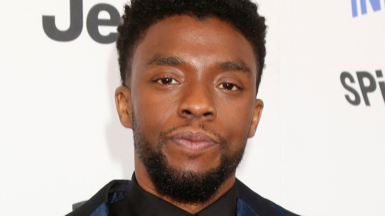 Chadwick Boseman pursing his lips