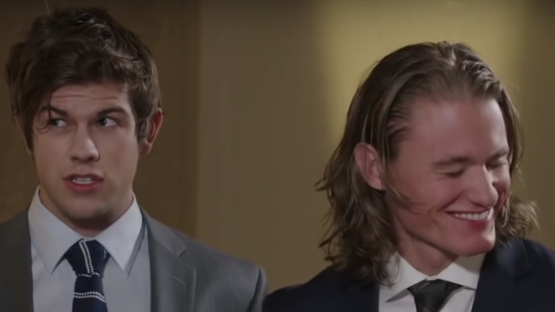 Hockey players laugh at a wedding Letterkenney