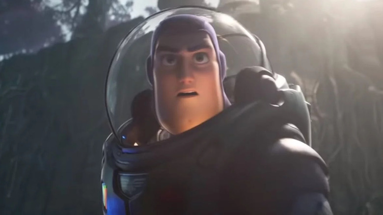 Buzz gasping in space suit