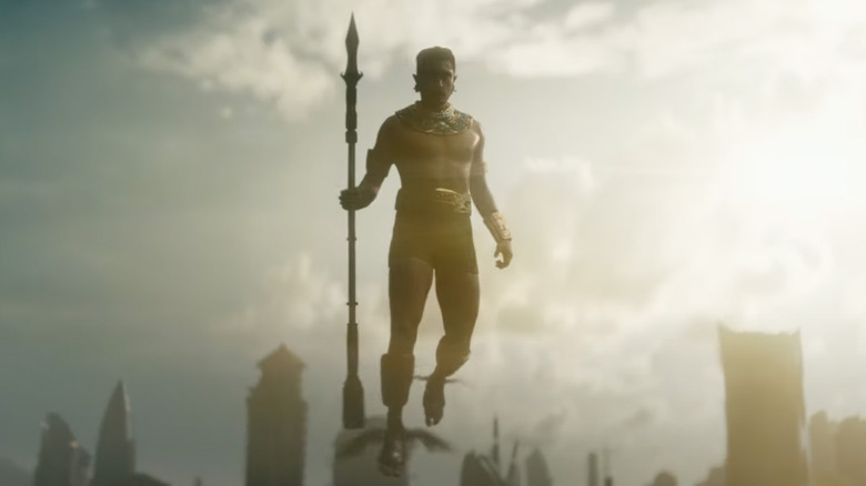 Namor flying above Golden City