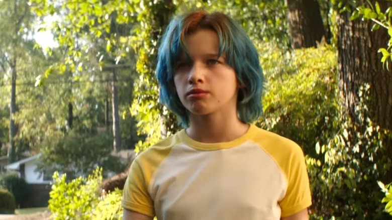 Young Natasha Romanoff with blue hair