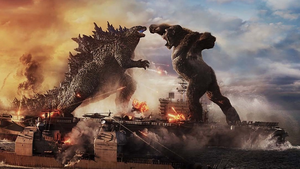 Godzilla facing off with Kong