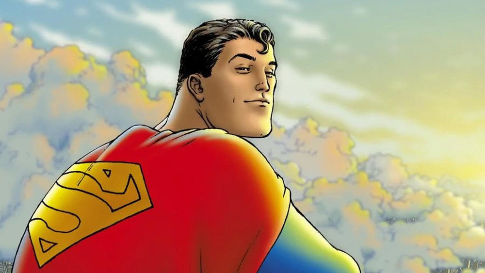 Superman sits on a cloud in All-Star Superman