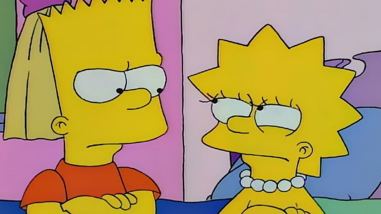 Bart and Lisa Simpson glaring at each other