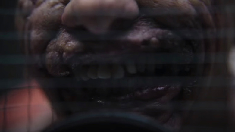 The Joker's mouth in closeup 