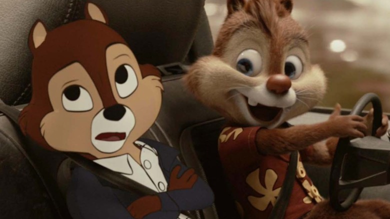 Chip and Dale driving in car