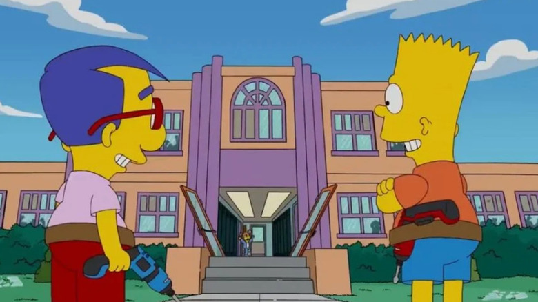 Bart and Milhouse plan a prank