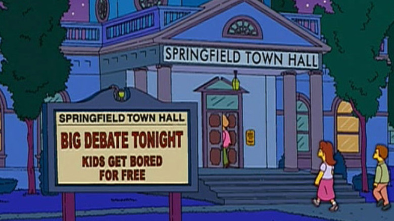 Residents go to the town hall