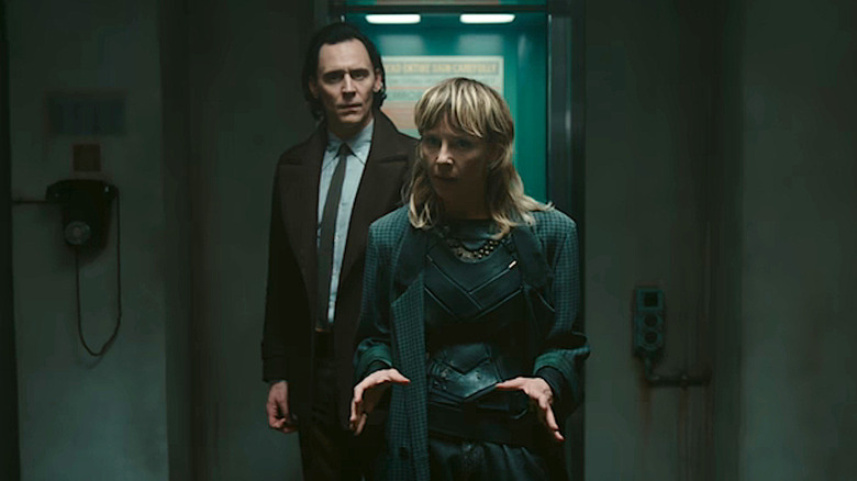 Loki and Sylvie in dark hall