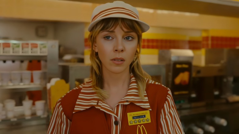 Sylvie wearing McDonald's uniform