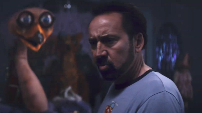 Nic Cage about to fight animatronics