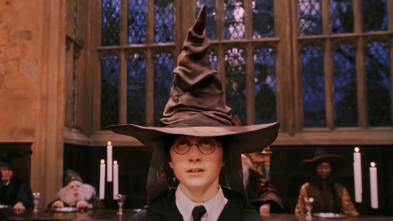 Harry Potter wearing sorting hat