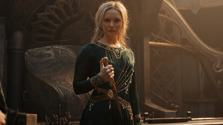 Galadriel holding her brother's knife on The Rings of Power