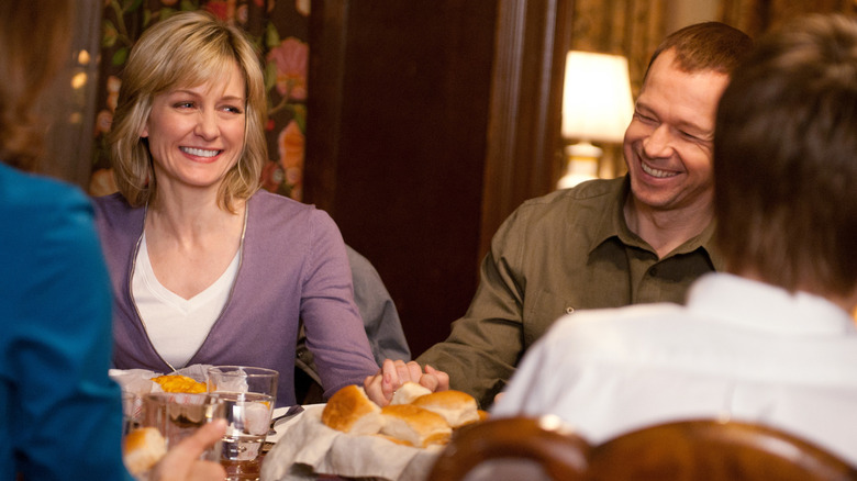 Linda Reagan at dinner with Danny Reagan on Blue Bloods