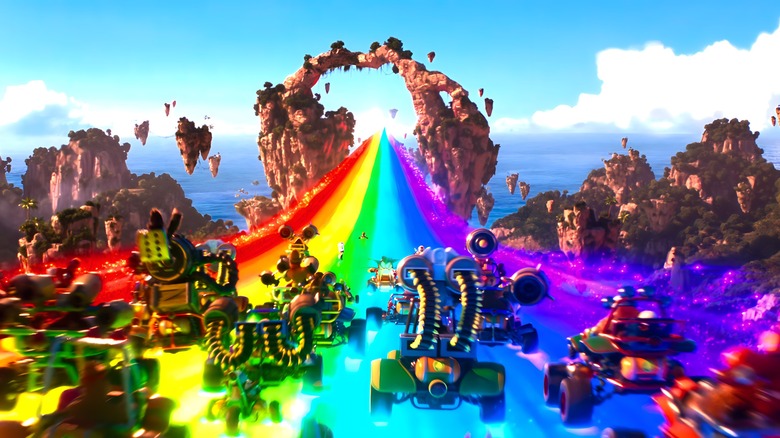 Kongs racing on Rainbow Road