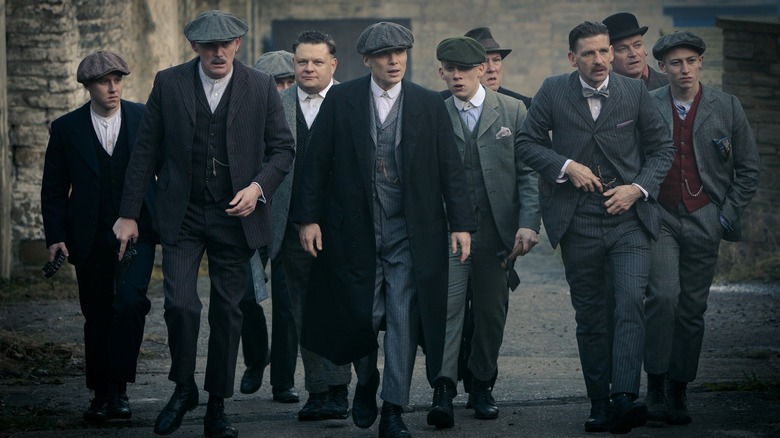 Peaky Blinders walking down street