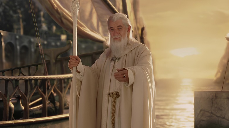 Gandalf standing by a ship