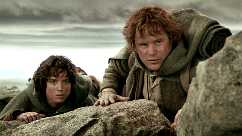 Frodo and Sam on rocks