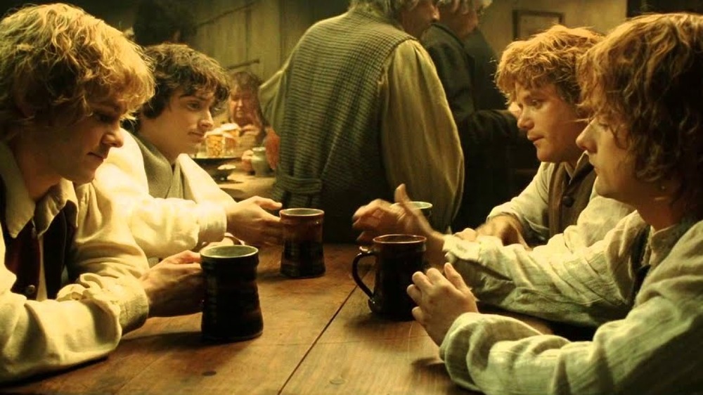 The hobbits drinking