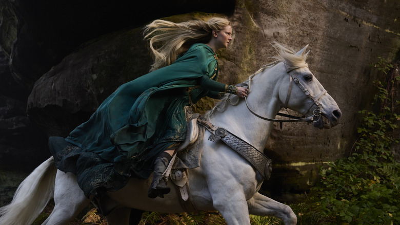 Galadriel riding a horse