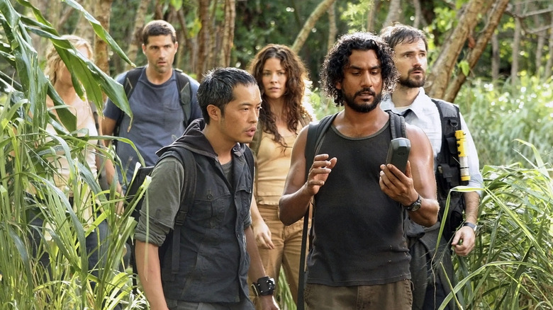 Jack, Kate, Sayid, Miles, Juliet, and Daniel in forest