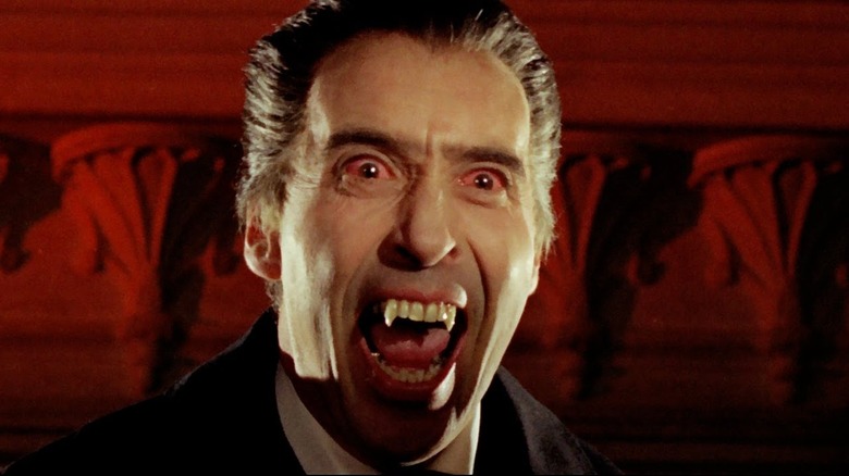 Christopher Lee bears his fangs as Dracula