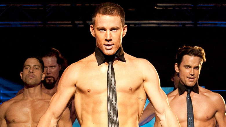 Channing Tatum as Magic Mike wearing a tie