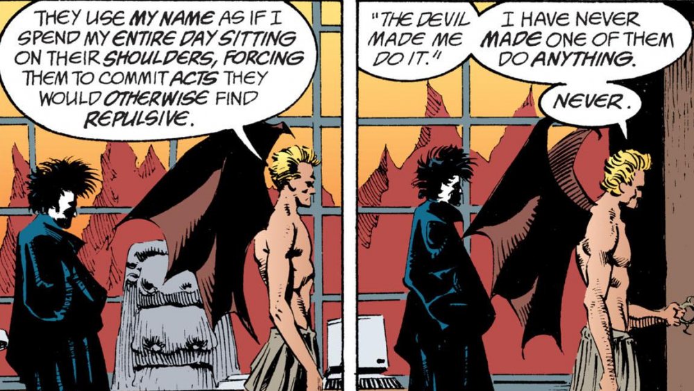 Lucifer talking to Dream in The Sandman, from DC Comics