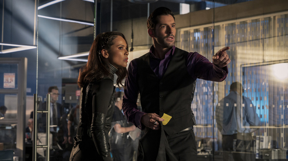 Lesley-Ann Brandt and Tom Ellis in Lucifer