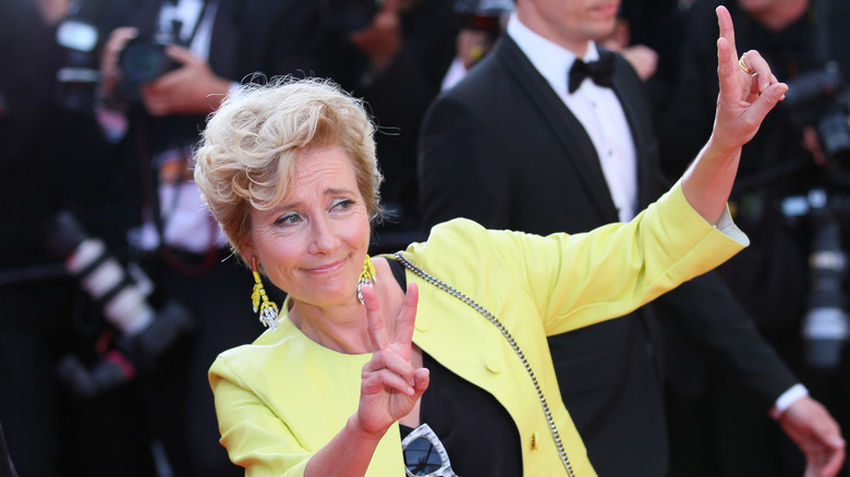 Emma Thompson posing for pictures