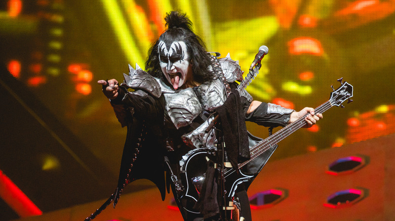 Gene Simmons performing in costume