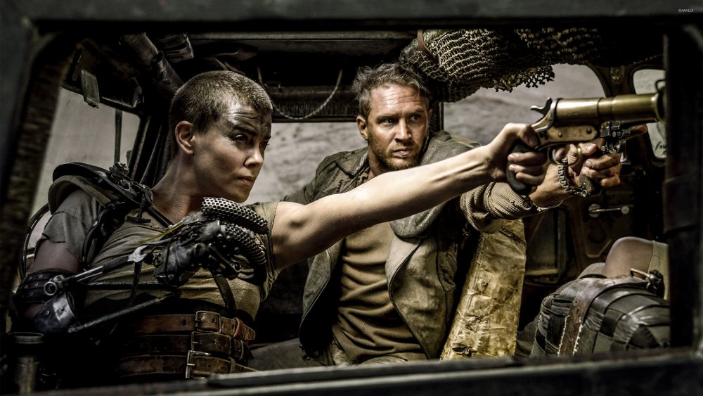 Charlize Theron and Tom Hardy as Imperator Furiosa and Max Rockatansky