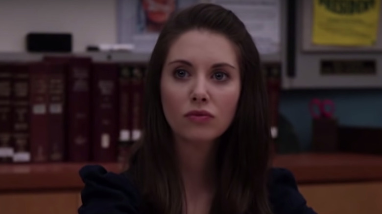 Alison Brie in study room Community