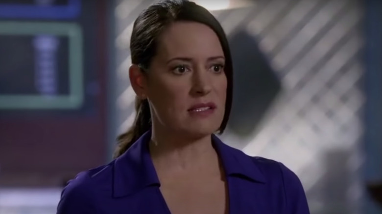 Paget Brewster wearing blue Community