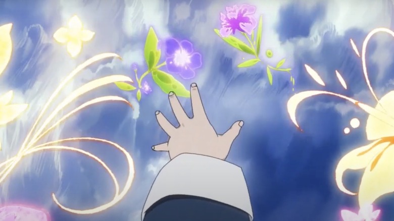 Sister Iris grabbing flower projections