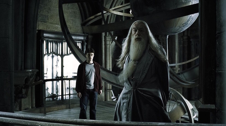 Harry Potter and Albus Dumbledore looking outward