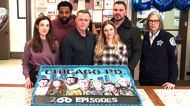 Chicago P.D. cast with cake