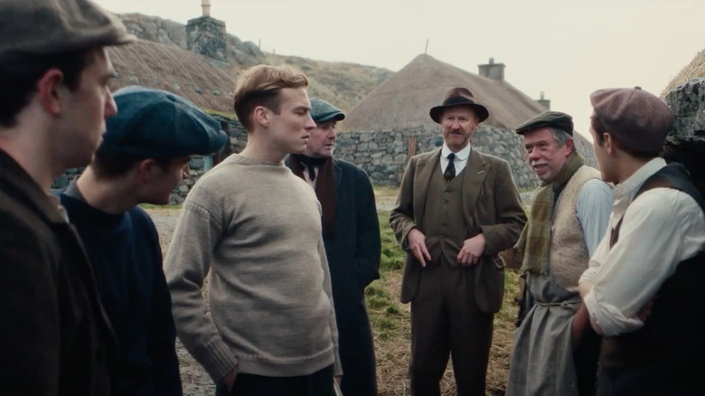 Mark Gatiss with the men in the small town of The Road Dance