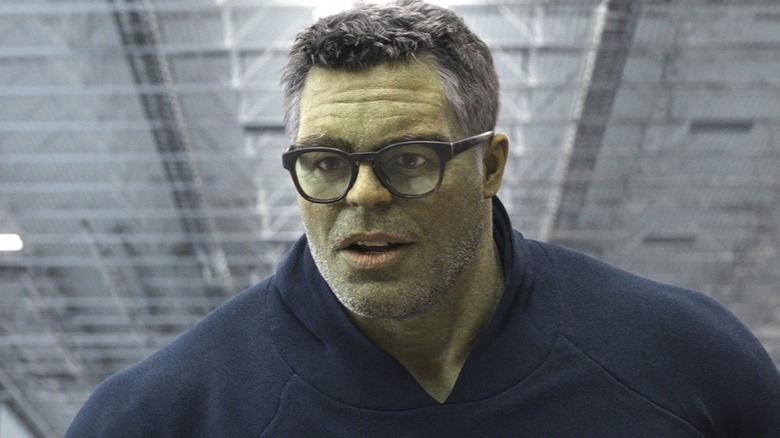 Smart Hulk in blue sweatshirt