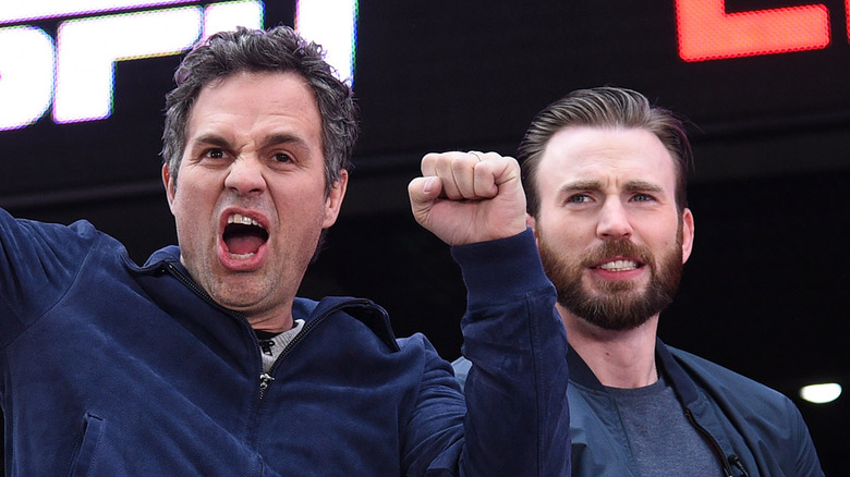 Mark Ruffalo and Chris Evans looking excited