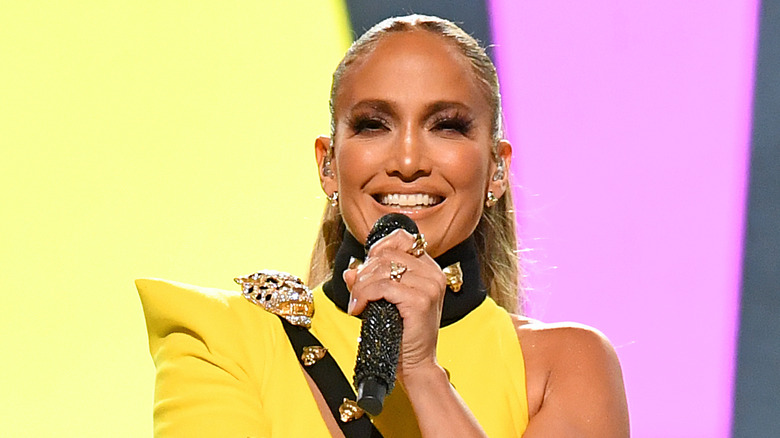 Jennifer Lopez smiling at concert