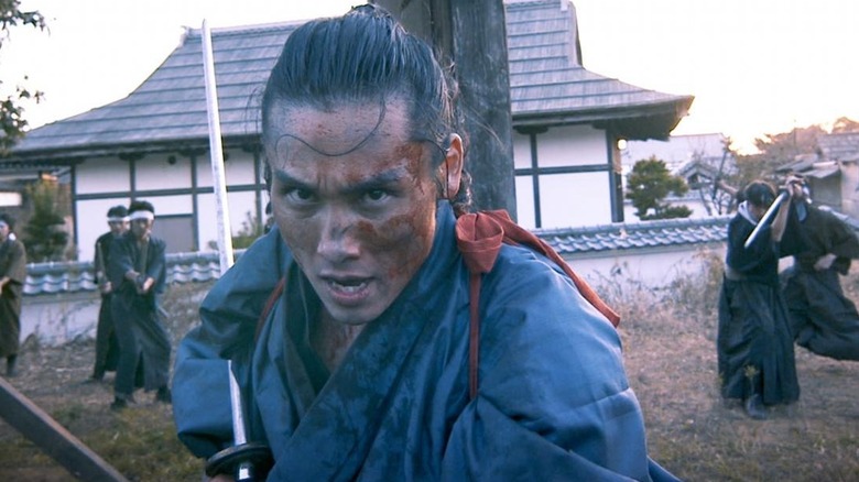 Tak Sakaguchi in bloody samurai garb