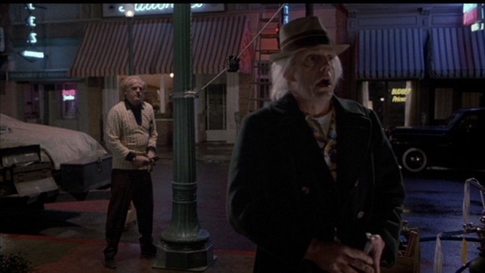 Christopher Lloyd as two Doc Browns in Back to the Future Part II