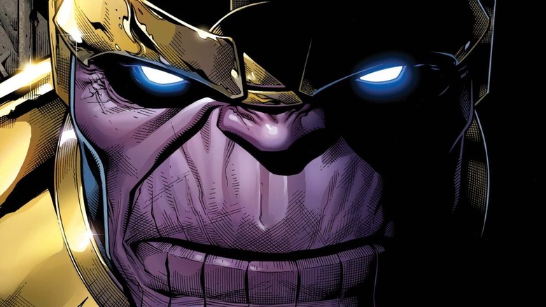 Thanos with glowing eyes