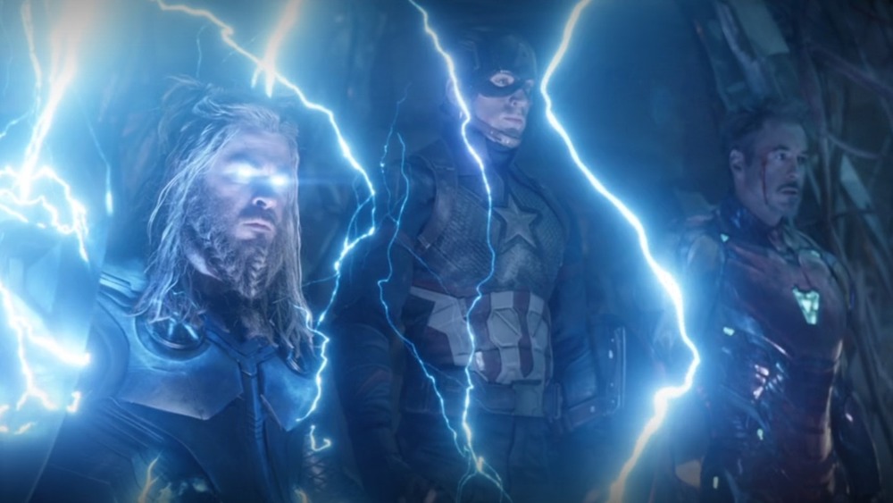 Avengers assembling surrounded by lightning